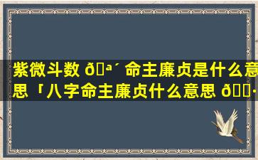 紫微斗数 🪴 命主廉贞是什么意思「八字命主廉贞什么意思 🕷 呀」